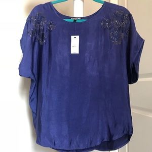 Express silky top with floral decal NWT